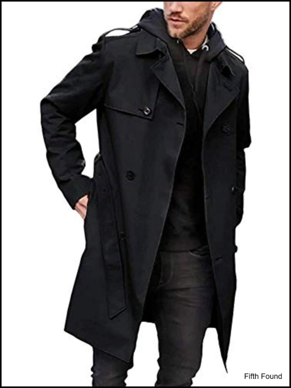 Men's Trench Coat Belted Windbreaker Long Jacket Windproof Overcoat